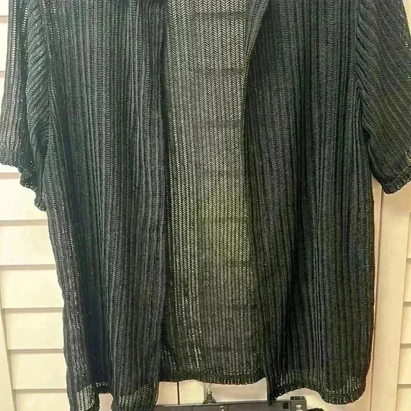 Mesh 2-Piece Open Front Short Set Size Large Black - Picture 4 of 6